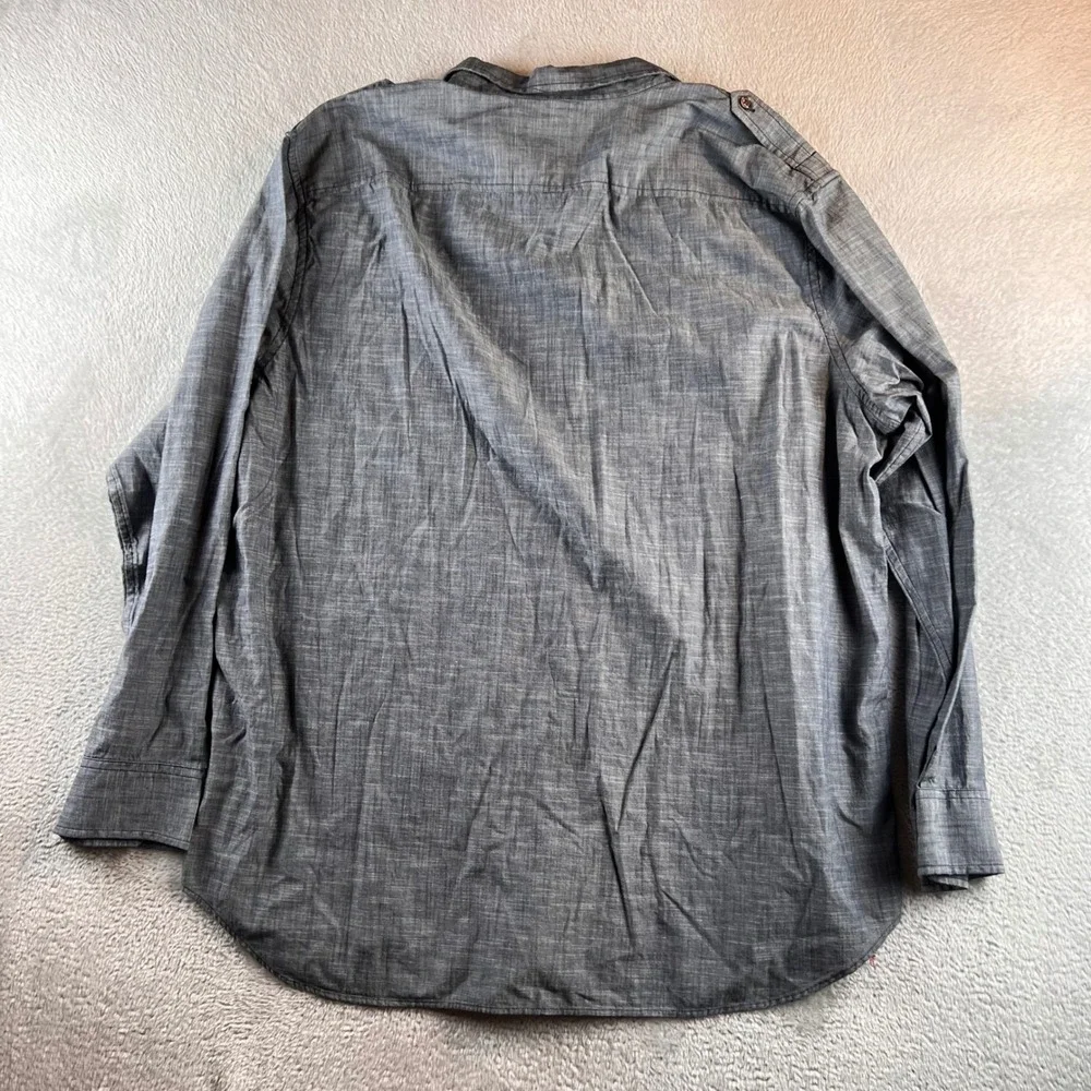 Banana Republic Mens XXL Cotton Chambray Button Down Shirt Epaulettes 788718